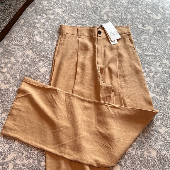 Zara Tall Wide Leg Trousers in Caramel Brown | High Waisted | Small - Picture 5 of 10